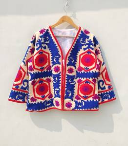 Suzani เสื้อแจ็กเก็ตผ้าแคนวาสสำหรับผู้หญิงผ้าคอตตอนปักลายดอกไม้ยาวสไตล์โบฮีเมียนสำหรับใส่สบายใหม่ล่าสุด100% - Product Image 5