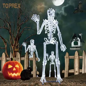 Ornements de citrouille renforcés de verre résineux imperméables squelette léger grandes décorations d'Halloween effrayantes animées en plein air