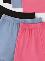 Ensemble de vêtements pour filles en deux pièces, 6 pièces, couleur unie, bretelles spaghetti, style européen, toutes saisons, respectueux de l'environnement, fabriqué au Bangladesh