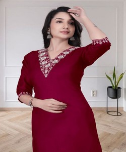 Ensemble Salwar 3 Pièces en Coton Brodé FANCY TESLA, Vêtement Ethnique Multicolore pour Femmes, Idéal pour les Fêtes, Prix de Gros - Product Image 3