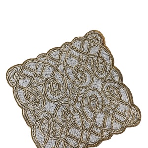 แผ่นรองจานปักลูกปัดเม็ดเล็กสวยงามหรูหรา งานปักมือประณีต แผ่นรองจานเม็ดเล็กตกแต่งบ้าน - Product Image 4