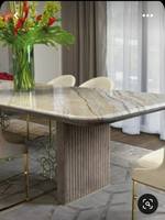 Tables en marbre de qualité supérieure, formes et tailles variées, imperméables, design moderne, finition antique, garantie 1 an pour une utilisation intérieure/extérieure en villa