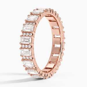 Anillo con diamantes cultivados en laboratorio con corte baguette y engaste de canal en oro, anillo de banda de diamantes con forma de baguette hecho a mano, joyería de cumpleaños para ella. - Product Image 6