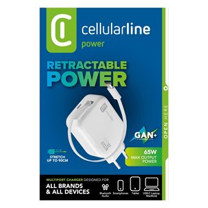 ACHROLLUSBCGAN65WW Cargador de Viaje Retráctil de 65W GaN Blanco con USB Tipo-C - Product Image 2