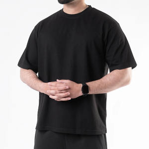 T-shirt oversize 100% coton à épaules tombantes de haute qualité, poids lourd Boxy court formel style hip hop, tissu tricoté personnalisé - Product Image 1