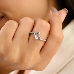 Anillo de Compromiso con Diseño Deslumbrante en Aguamarina, Plata de Ley S925, Joyería Hecha a Mano, Suministro de Fábrica, Stock Disponible - Product Image 2