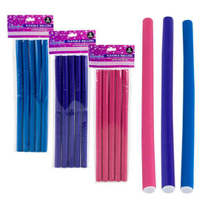 Glamafied 10 ''Flexible Hair Roller Set 5 Pack con colores surtidos Hecho de plástico duradero - Product Image 1
