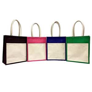 Custom Print Logo Women Handbags Large Burlap Bags Luxury <b>Shopping</b> Jute Tote Bag with <b>Leather</b> Handles - Product Image 4