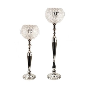 Bougeoir romantique en métal cristal pilier cylindre grand chandelier pour pièce maîtresse de mariage - Product Image 6