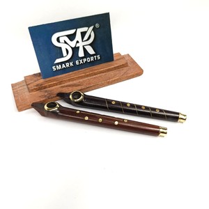 Pipa de Tabaco Larga de Madera Artesanal Auténtica con Anillo de Latón, Diseño Clásico, Pipa de Colección Hecha a Mano - Product Image 4