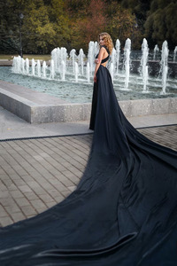 Custom Train <b>Red</b> <b>Wedding</b> <b>Dress</b> with Flowy <b>Black</b> Train for Pre-<b>Wedding</b> Photo Shoot Women & Baby Shower Photo Shoot <b>Dress</b> - Product Image 4