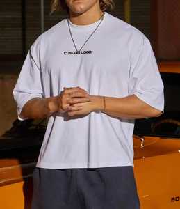 Haute qualité recadrée longueur Boxy Fit Tee hommes T-Shirt surdimensionné Logo personnalisé écran blanc 100 coton 260 GSM goutte épaule T-Shirt - Product Image 3