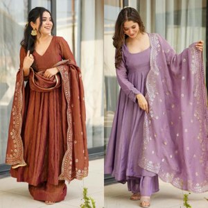 Élégant Super Meilleure Qualité Énorme Flair Motif Lourd Fandy Soie Manches Longues Magnifique Couleur Nuptiale Lehenga Anarkali Salwar Party - Product Image 3