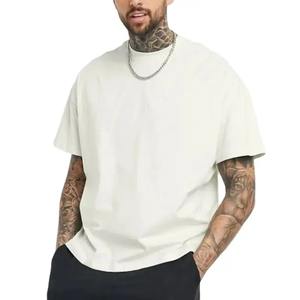 Camisetas de algodón 100% para hombre, novedad de verano, Camiseta básica de gran tamaño con cuello redondo, blanco sólido de alta calidad, 230Gsm - Product Image 1