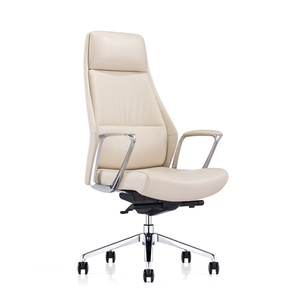 Silla de Oficina Moderna de Cuero Blanco con Respaldo Alto, Ergonómica y Ajustable, Asiento Ejecutivo - Product Image 4