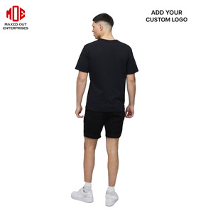 Pantalones cortos de mezclilla de retazos cruzados góticos para hombre, ropa de calle de doble tono, con dobladillo crudo, proveedor OEM personalizado para marcas de moda urbana - Product Image 2