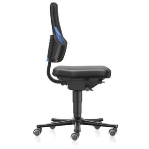Nexxit Office Swivel Chair with Blue Handle Black Faux Leather Upholstery 450-600 mm BIMOS Casters - Product Image 3