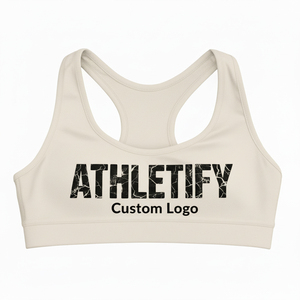 Sujetador deportivo de compresión para mujer de ajuste personalizado Sujetador de entrenamiento de gimnasio ligero y transpirable con diseño de espalda cruzada ecológica. - Product Image 1