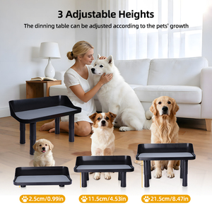 Estação de Alimentação para Cães em Plástico Durável, Conjunto de Tigelas Duplas com Suporte Ajustável em 3 Alturas, Tigela Elevada para Cães - Product Image 4