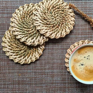 Eco Friendly Rattan <b>Coaster</b> <b>Set</b> Made From Natural Materials Perfect For Environmentally Conscious Homeowners And Decorators - Product Image 1