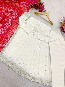 Traje de calidad premium Secuencia Bordado Chinon Seda Top Vestido y pantalón Dupatta Último diseño de moda Listo para usar Cosido completo - Product Image 5