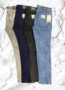Nouveau style de jeans en denim tissé teint en fil pour hommes, coupe slim, multicolores, lavés, en coton extensible, pantalons décontractés - Product Image 2