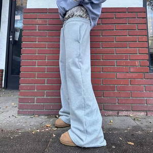 Pantalones de chándal de pierna ancha ecológicos, pantalones de Jogger holgados de algodón de peso pesado, estilo acampanado, ropa de calle Unisex, impresión Digital personalizada OEM - Product Image 3