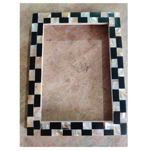 Made In India Handmade Recycled Bamboo Mirror <b>Frame</b> with <b>Mother</b> <b>Pearl</b> Inlay 5x7 6x8 Inches Superior Quality In India - Product Image 3