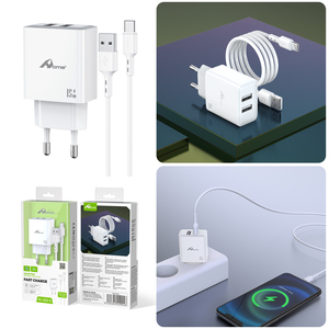 15W 3A Dual USB + Cable Tipo-C Tipo-c Cargador y Adaptador Blanco de 2" - Product Image 3