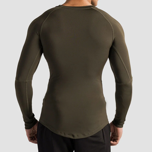 High Quality Men's MMA Rash Guard Breathable Anti-Bacterial Quick Dry Seamless Long Sleeve T-Shirt Compression Shirts OEM Custom - Product Image 2