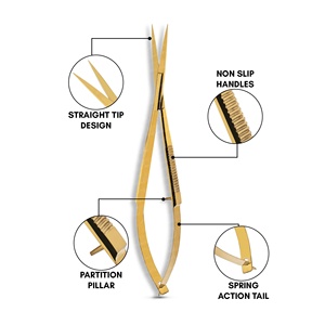 Tijeras de Acero Inoxidable Multifuncionales con Punta Recta y Afilada para Extensiones de Cejas y Pestañas, con Estuche de Cuero - Product Image 5