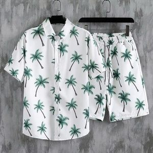 New <b>short</b>-sleeved shirts and drawstring <b>shorts</b>, <b>Hawaiian</b> print floral men's clothes, travel vacation beach casual - Product Image 4