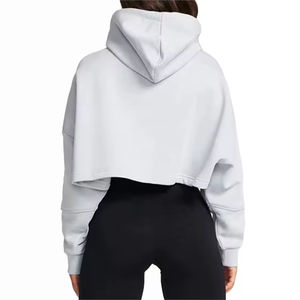 Women's Warm Fleece Crop <b>Sherpa</b> Pullover <b>Hoodie</b> Fuzzy Sweatshirt with Own Designs Winter Season Hooded Collar - Product Image 2