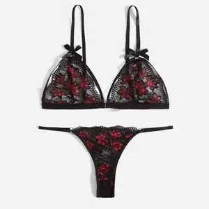 Conjunto de lingerie sexy, roupa de praia, alta qualidade, 2022, conjuntos de lingerie sexy/melhor preço, biquínis triangular para mulheres/mulheres, conjunto de lingerie de renda floral