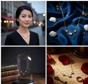 Collar chapado en oro de Plata de Ley 925 con piedras preciosas lechosas blancas naturales, joyería femenina elegante para bodas y fiestas - Product Image 2