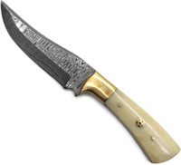Magnifique couteau de chasse et de camping en acier Damas forgé à la main, lame fixe, fourreau en os de chameau, haute qualité, OEM personnalisable