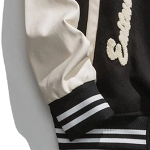 Chaqueta de béisbol universitaria de lana con mangas de cuero personalizada OEM y ODM para hombre, chaquetas universitarias Letterman con diseño bordado de alta calidad - Product Image 5