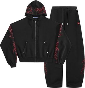 Ensemble survêtement bleu marine à capuche et pantalon de jogging avec imprimé lettrage doré, décontracté, respirant, pour adultes, toutes saisons - Product Image 5