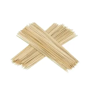 Tongkat bambu kerajinan dapur kualitas andal, makanan bambu ramah lingkungan kayu BBQ tongkat bambu bulat sekali pakai