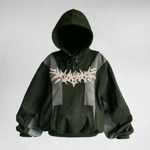 เสื้อฮู้ดแบบสวมหัวมีซิปสีตัดกันของผู้ชายผ้าฝ้าย100% ซักล้างได้เป็นมิตรกับสิ่งแวดล้อม - Product Image 4