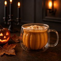 LAKOTTO Mug en verre à double paroi de 330 ml, corps intérieur coloré en forme de citrouille, avec poignée, verrerie en gros, verrerie à marque privée