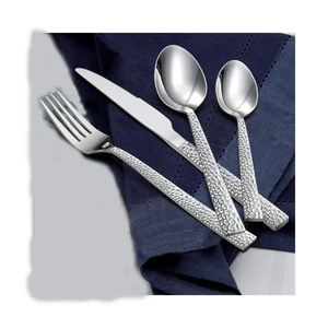 Stainless Steel <b>Flatware</b> Set with Hammered Design Handle Perfect for Elegant Tabletop and Wedding Supplies - Product Image 4