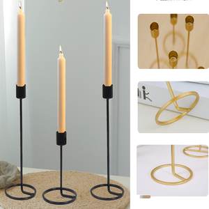 Matte <b>Black</b> <b>Metal</b> <b>Candle</b> <b>Holders</b> Set of 3 Contemporary Design for Home & Weddings - Product Image 5