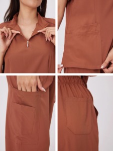 Traje de uniforme médico contemporáneo para cirugía práctica de enfermera con bolsillos múltiples esenciales para hospitales médicos - Product Image 3