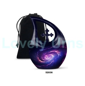 Urna para adultos de cremación de galaxia con lágrima de aluminio más vendida para cenizas humanas, urna funeraria cruzada decorativa con bolsa de terciopelo gratis - Product Image 5