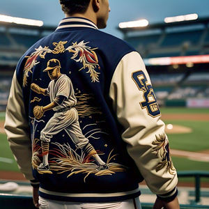 Chaqueta universitaria bordada personalizada para hombre, chaquetas de béisbol ajustadas informales, chaqueta universitaria de manga de cuero a prueba de viento - Product Image 4