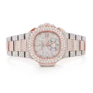 SHIVPATH New Arrival <b>Men's</b> <b>Watch</b> 42mm Dial Rose Gold Custom Moissanite Diamond Set Luxurious Full Pave Diamond Bezel <b>Bracelet</b> - Product Image 1