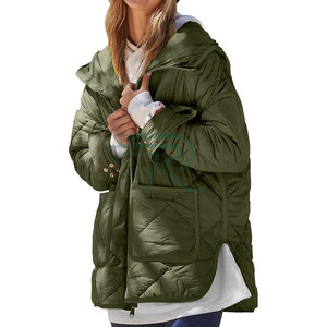 Razorts International <b>Plus</b> <b>Size</b> Women Quilted <b>Jacket</b> Thick Warm Waterproof Hooded Zipper Closure Long Length Autumn Winter Wear - Product Image 1