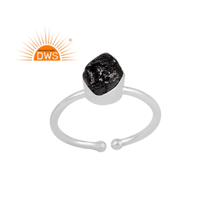 Handmade Design Fine Sterling <b>Silver</b> Black Diamond <b>Set</b> Adjustable Ring Jewelry Manufacturer - Product Image 1