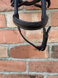 Brida de caballo de cuero genuino de alta calidad tamaño completo Diamante de oro rosa estilo Micklem - Product Image 3